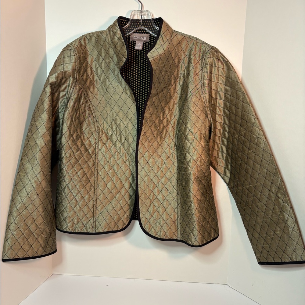 Chico's Black and Gold Quilted Jacket